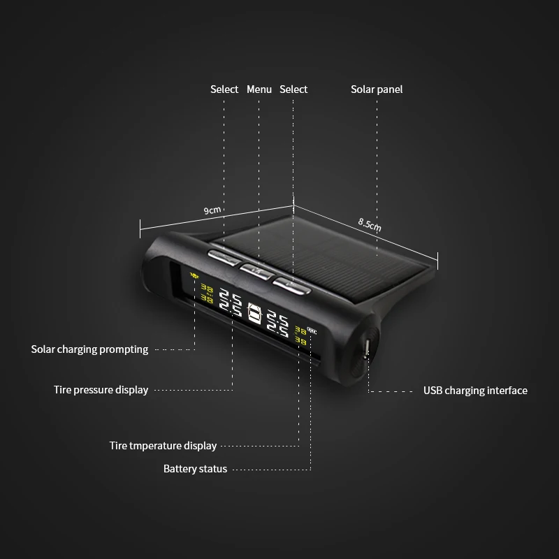 Внешние датчики давления в шинах TPMS на солнечной батарее автоматическая
