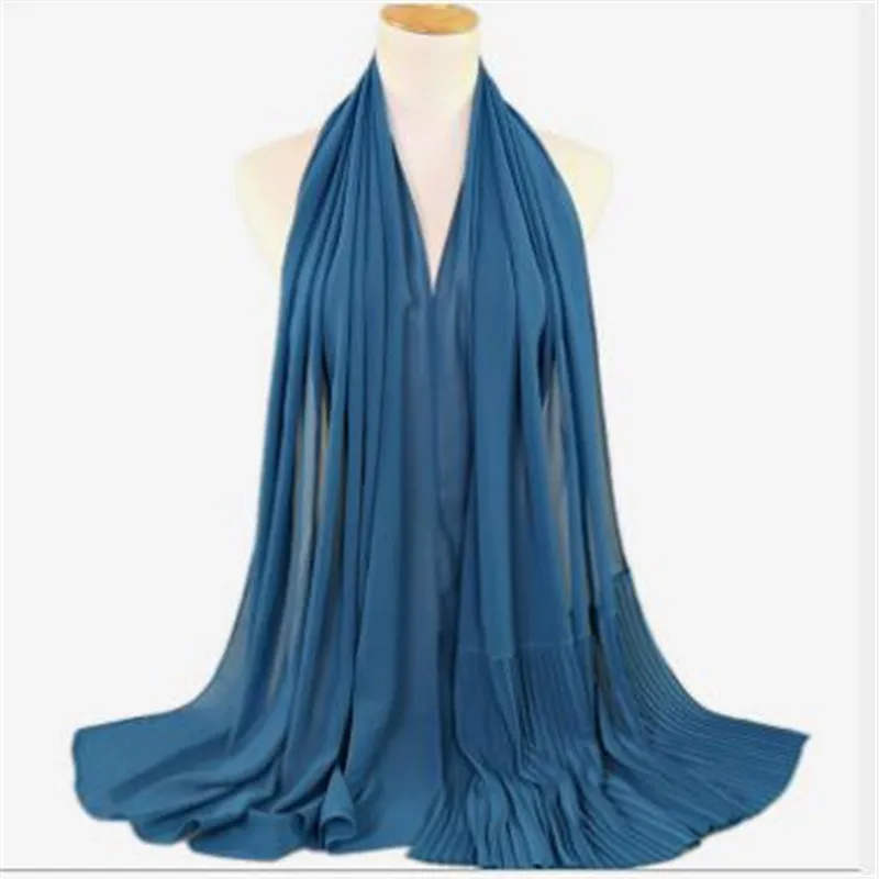 Женский головной шарф с жемчугом и снегом монохромный мятым швом 2018 Hui