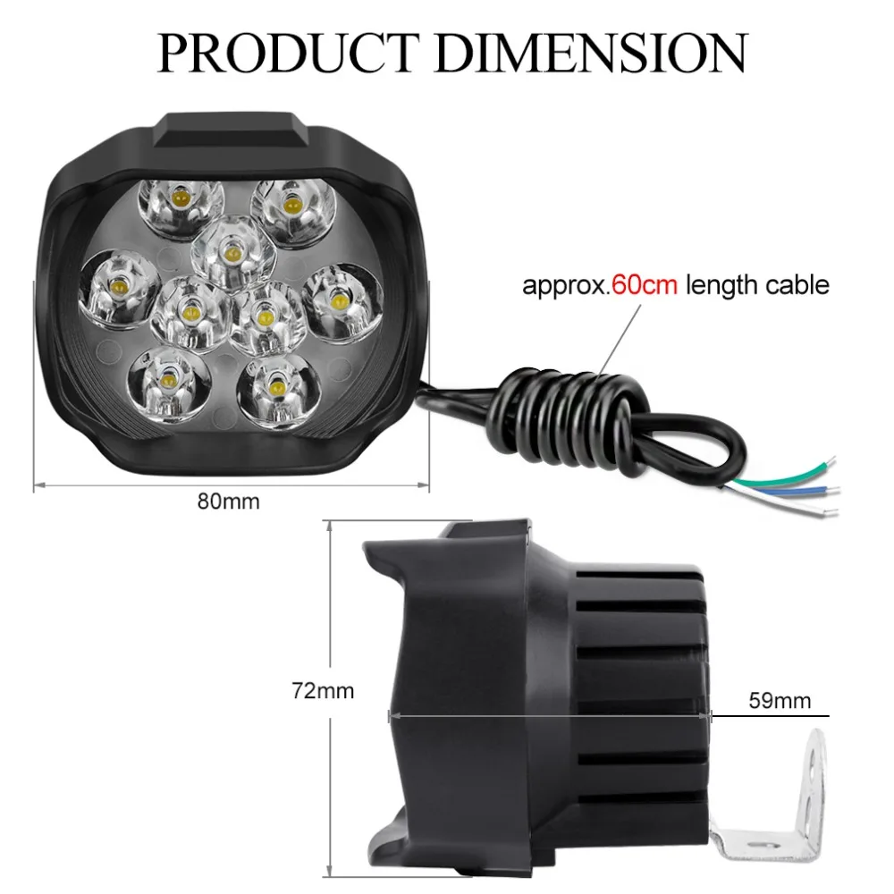 S &amp D светодиодная фара для мотоцикла 27 Вт 9SMD противотуманные фары DRL вождения 6000k