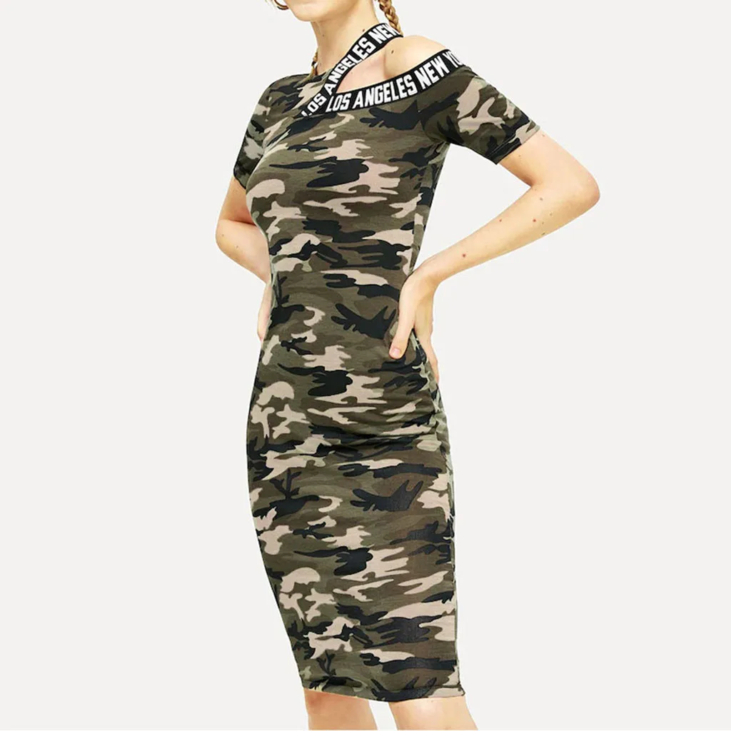 Женское платье с камуфляжным принтом летнее пляжное в стиле бохо Abito da donna alla moda