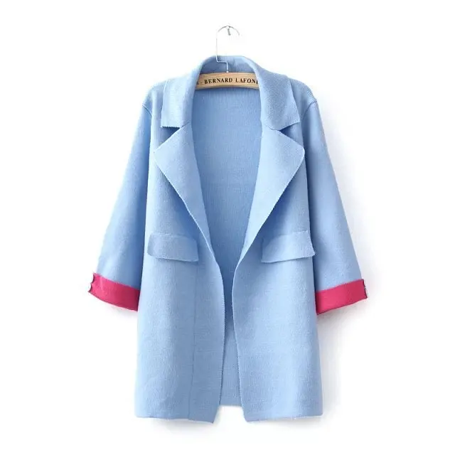 Весенне осенний Небесно Голубой шерстяной свитер зеленый хлопковый кардиган