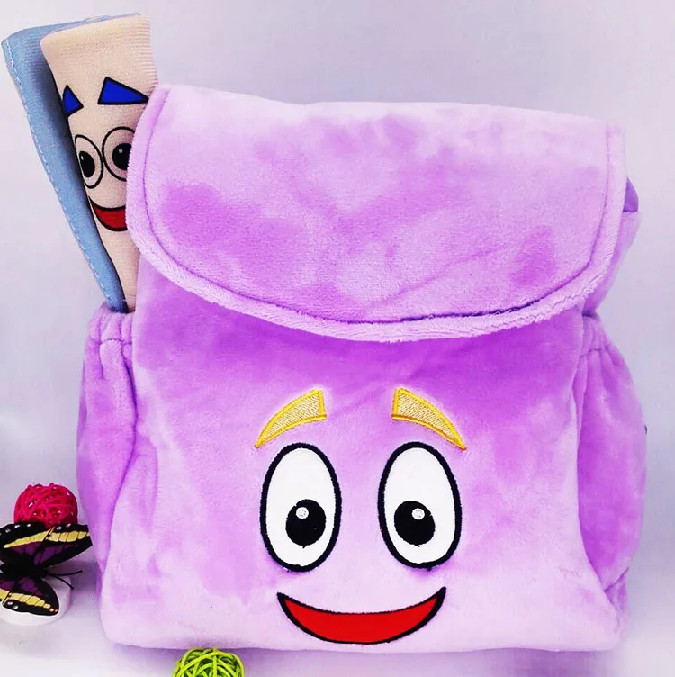 Dora Explorer мягкий плюшевый рюкзак спасательная сумка с картой, фиолетовые игрушки до детского сада фиолетовые обратно в школу подарки на свадьбу