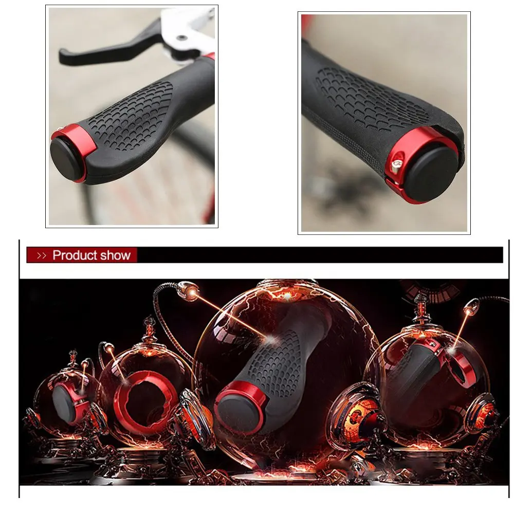 

Bike Hand Grips, MTB Grips Handlebar Lockable Mountain Bike Handlebar Bicycle Cycling TPR Rubber Handlebar Grip for Cycling, Mou