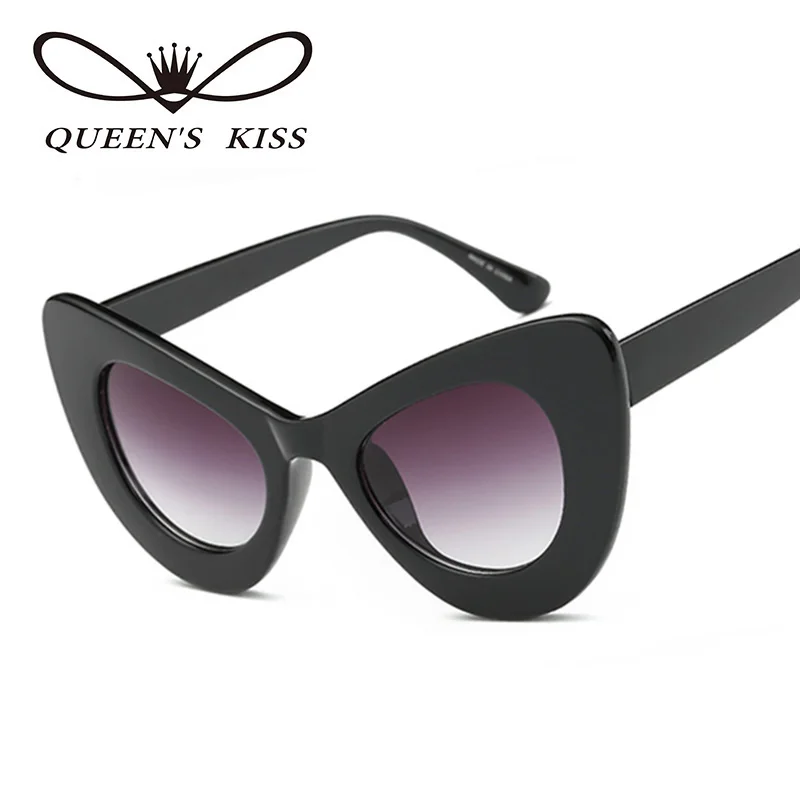 QUEENS KISS Flowers Cat Eye Women Sunglasses Driving Retro Thick Frame Eyewear Fashion Brand Designer Oculos For Female Q1777 | Аксессуары