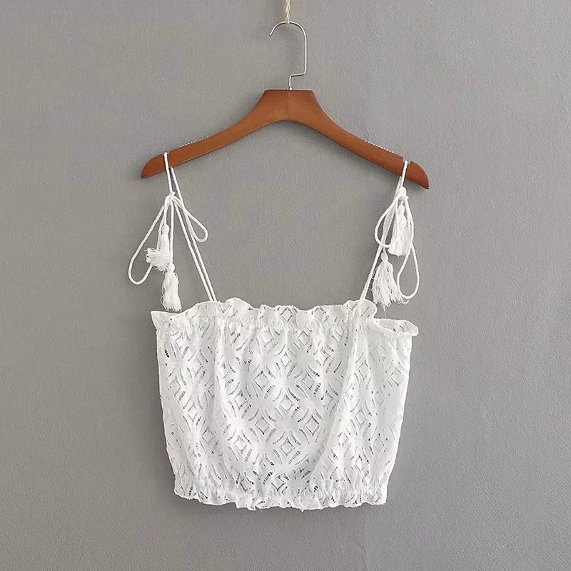 Летние топы boho Sexy рукавов Растениеводство Топ для женщин Винтаж Элегантный Вышивка Белый майка корейский Бюстье Лук оборками жилет