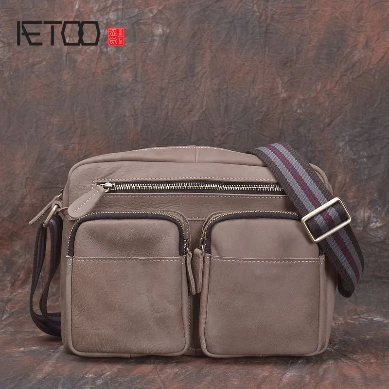 Сумка AETOO мужская из матовой кожи мессенджер ручной работы в стиле ретро саквояж