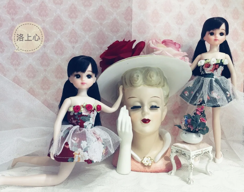 

T02-X542 Blyth azone Doll clothes 1/6 bjd dolls Accessories handmade Mesh flower dress 1pcs