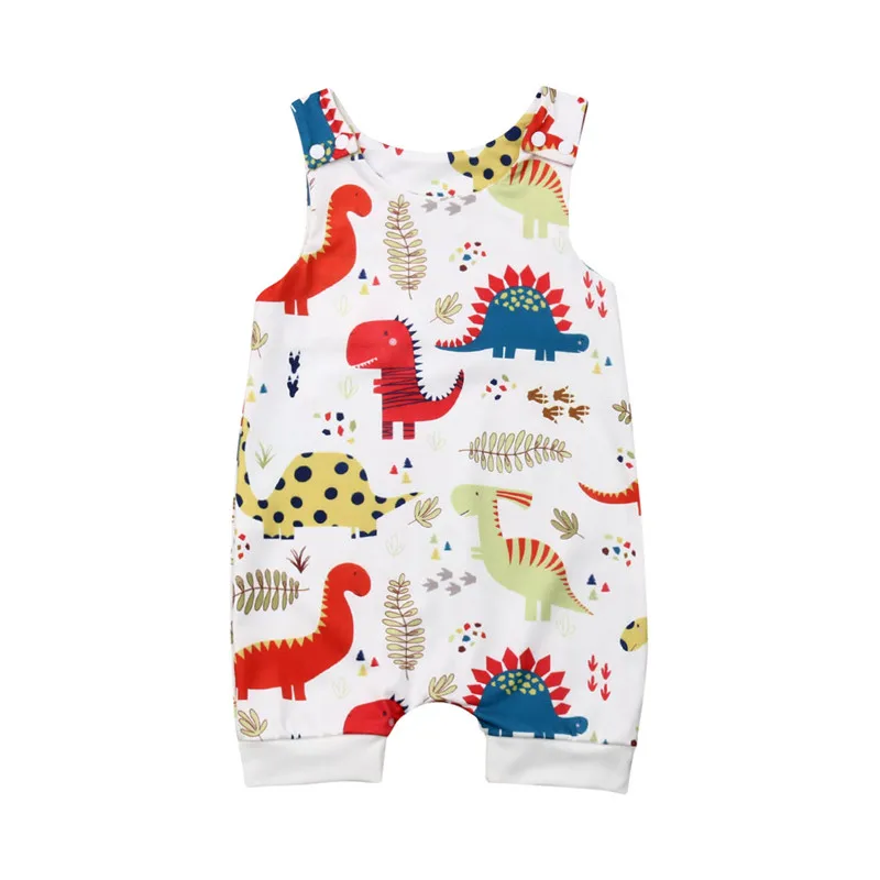 

Newborn Baby Boy Girl Cotton Bodysuit lovely Sleeveless Dinosaur Print Jumpsuit Playsuit Summer Cotton Clothes Sunsuit 0-24M