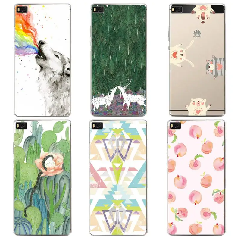 Lotus Soft Clear TPU Phone Case For huawei P10plus P8 P9lite honor 3c 4c 6a 7 8 9 5c Deer Printed Fundas Bag Cover Free Shipping | Мобильные