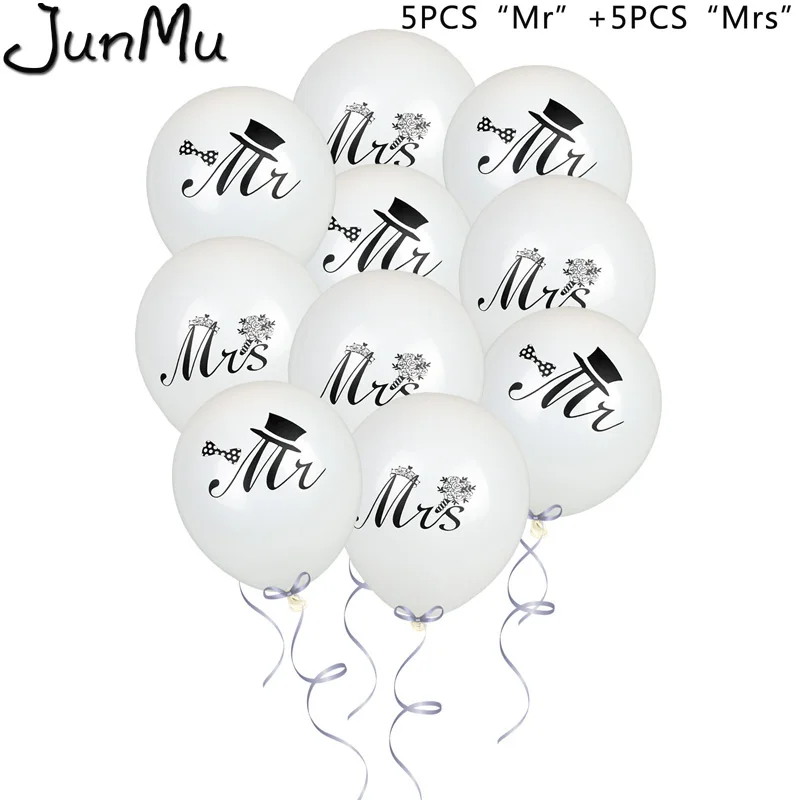 Mr and Mrs 10 шт 10-дюймовые латексные воздушные шары Mr Mrs Just sevened для невесты, круглые воздушные гелиевые воздушные шары с принтом для свадебной вечеринки, декоративный воздушный шар - Цвет: Mr and Mrs