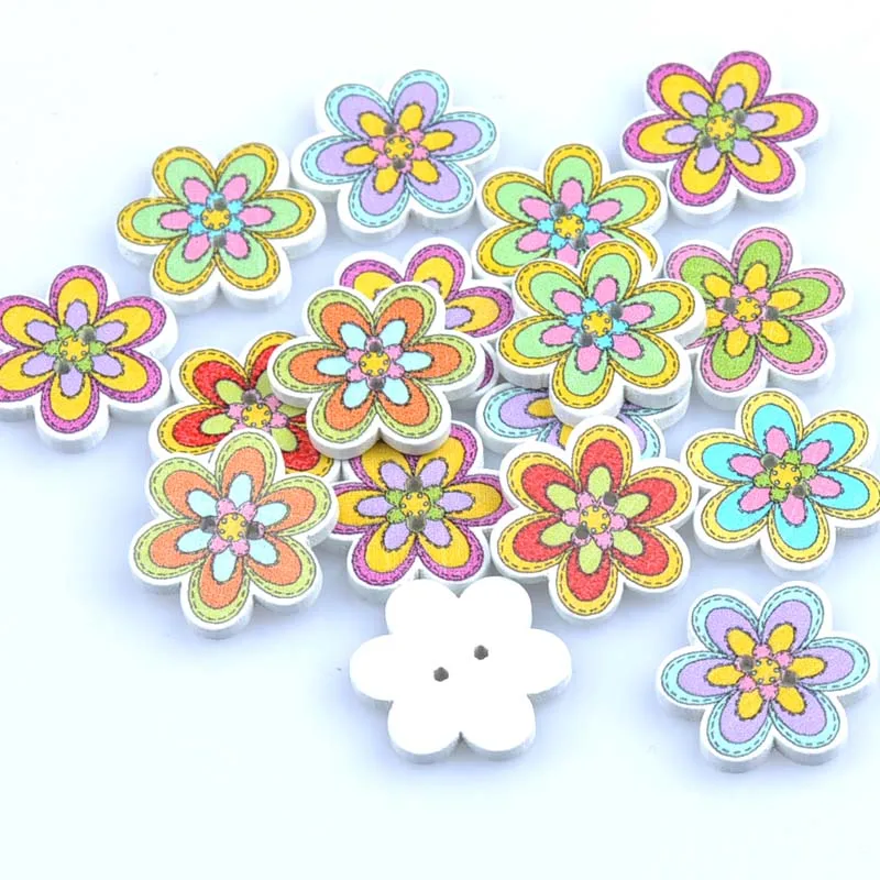 7 предметов декоративные деревянные пуговицы с цветочным рисунком для