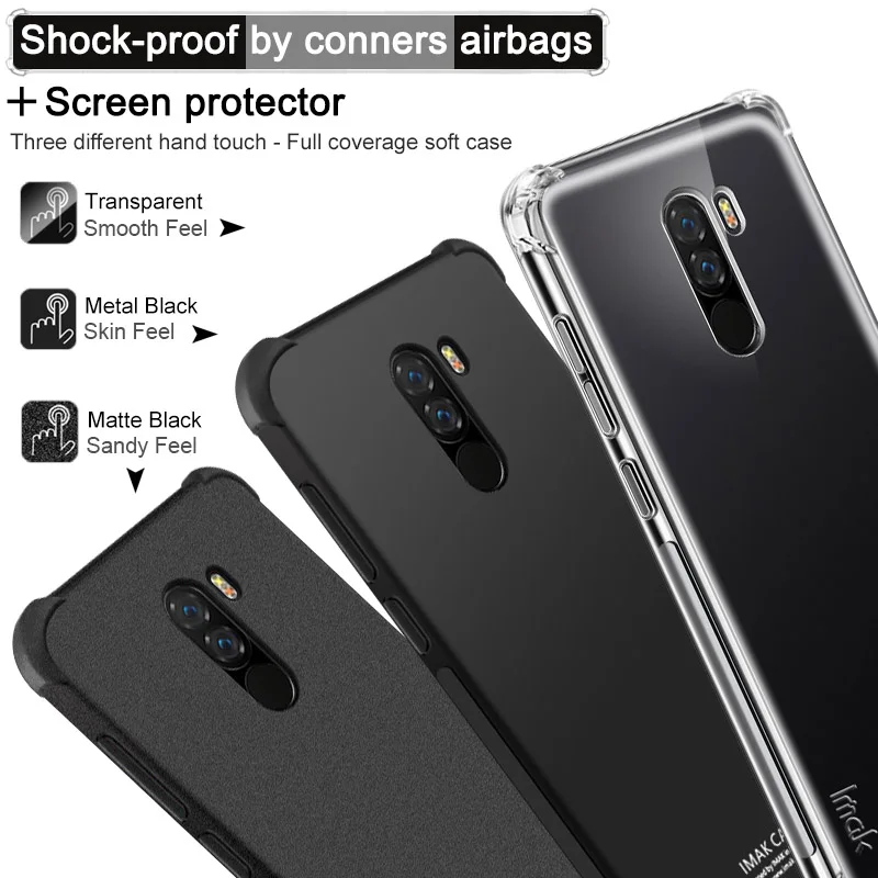 IMAK подушка безопасности для чехол для Xiaomi Pocophone F1 Poco F1 выдерживает падение ударопрочный противоударный силиконовый чехол-накладка из мягкого ТПУ