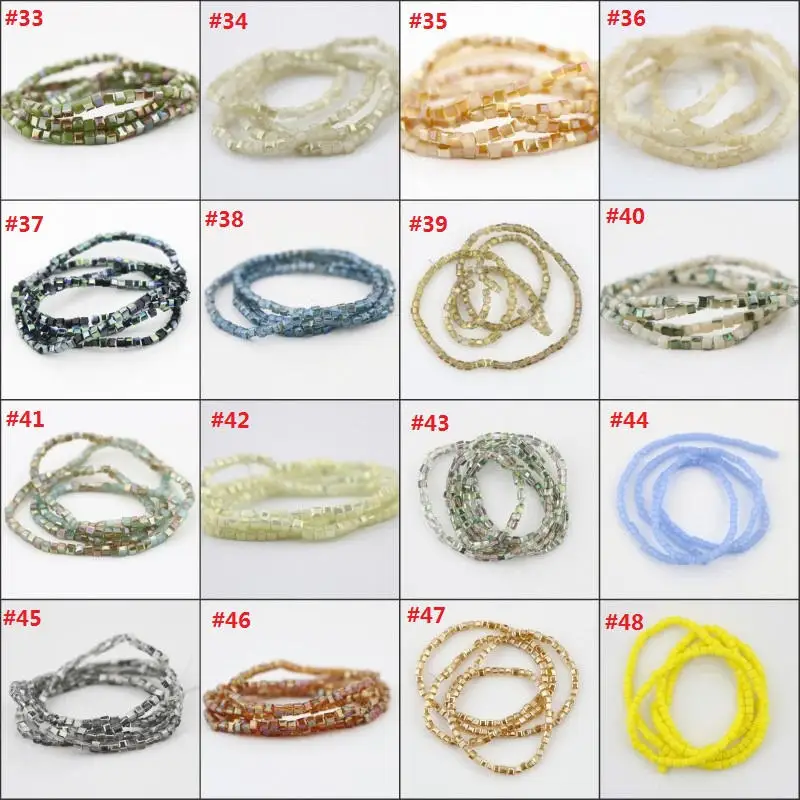 

195PCS/Lot New Arrival Mix Color! Crystal Beads Square Shape 2MM Colorfuls AB Color Plating