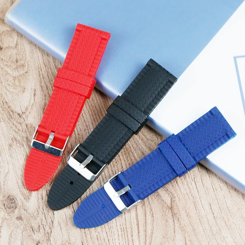 Мужские аксессуары для часов силиконовый ремешок 24 мм плоская Пряжка различных