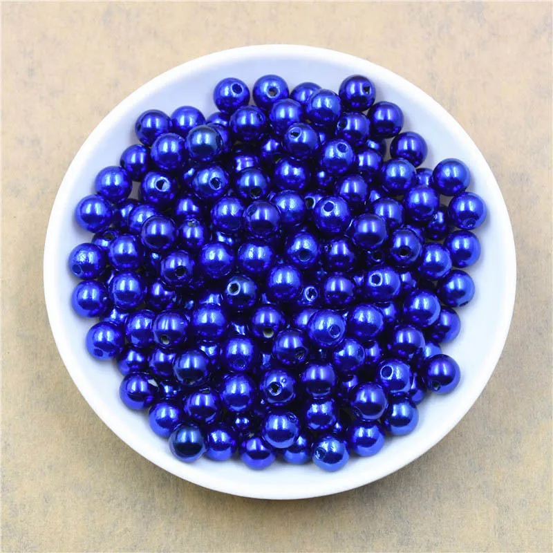 Blue 100 шт./лот 4/6/8/10/12 мм с отверстием имитация жемчуга круглые бусины Пластик акриловые бусинки для украшения, украшения своими руками, расходные материалы - Цвет: Blue