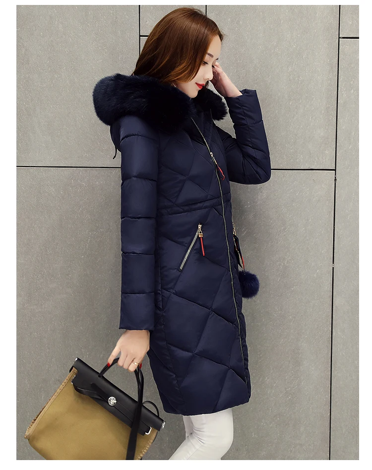 Новинка зимы толстая стеганая куртка Однотонная Одежда узкие женские пальто