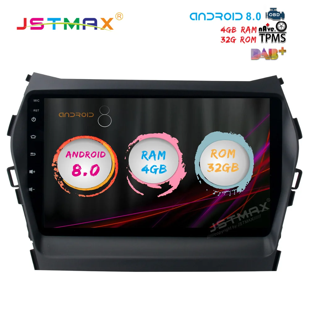 JSTMAX 9 &quotAndroid 8 0 автомобильный dvd-плеер для Hyundai Santa fe IX45 2013-2017 gps navi Octa Core 4 ГБ 32 авто