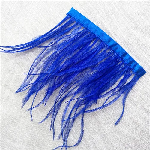 royal blue Страусиные перья 10 см длиной DIY Страусиная ткань перо полосы длинные серьги с бахромой с пером материал ухо аксессуары - Цвет: royal blue
