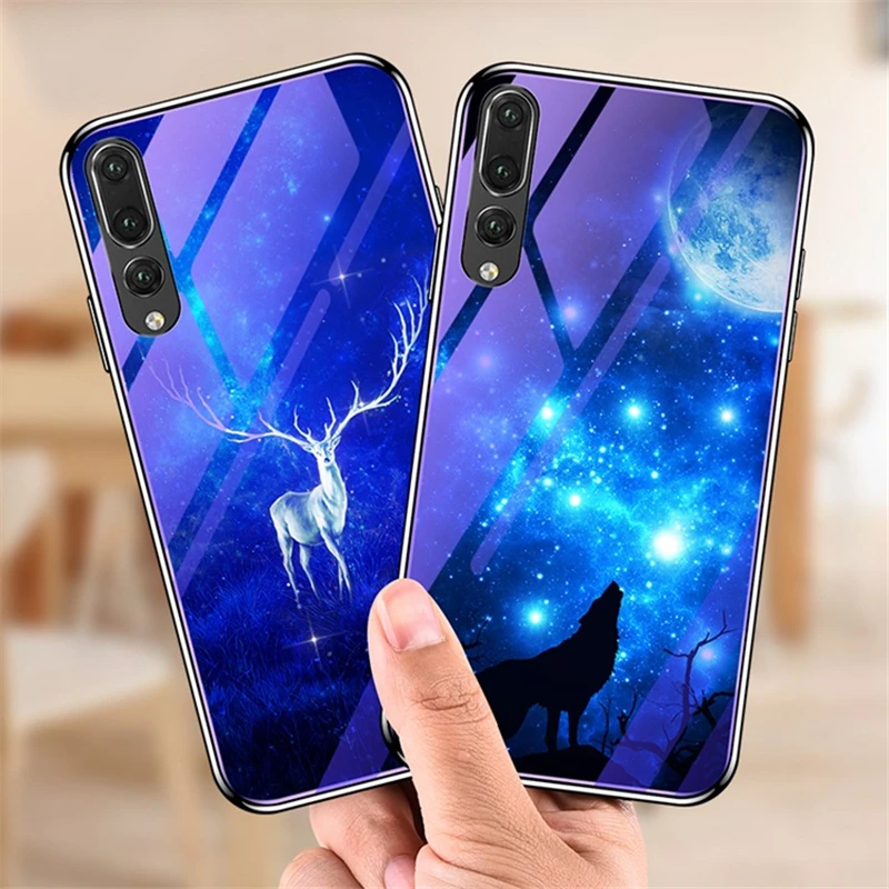Nobility Tempered Glass Case for Huawei P20 Pro Nova 3E Lovely Plating Blue Light 12H Nova3E Cover |