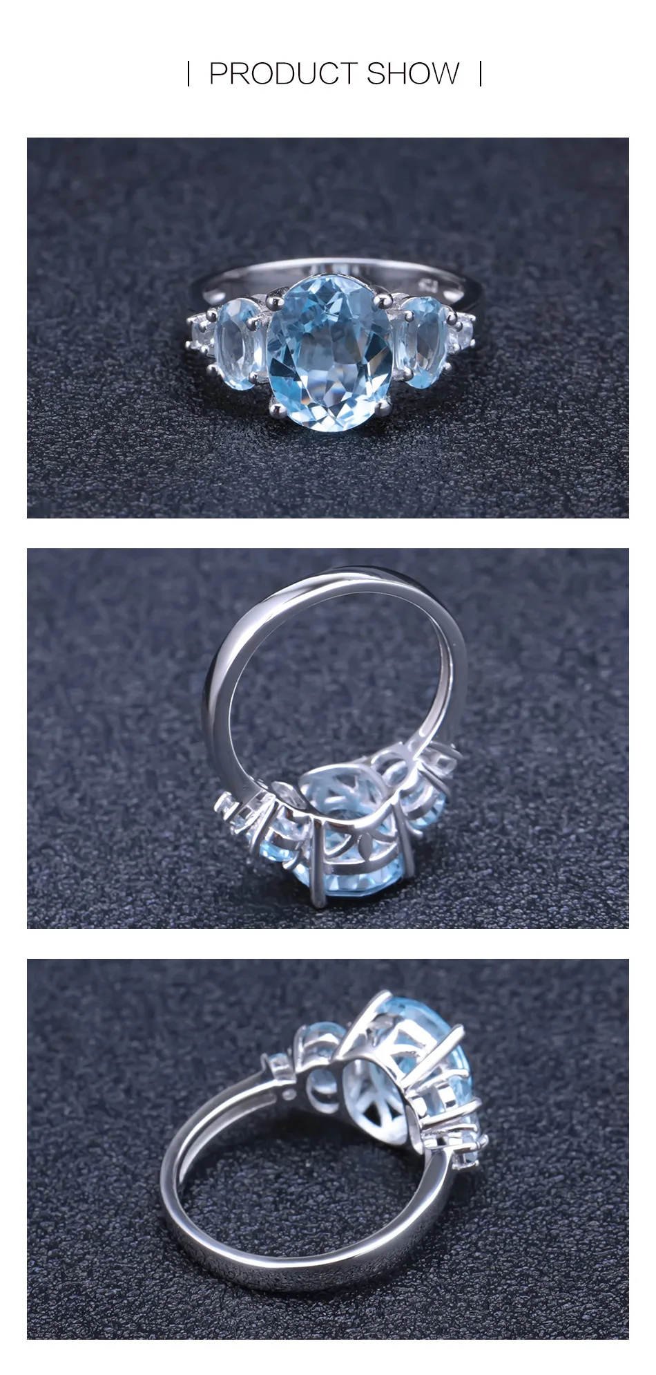 GEM'S BALLET 4.77Ct Овальный натуральный Небесно-Голубой топаз драгоценный камень кольцо 925 пробы серебряные классические обручальные кольца для женщин хорошее ювелирное изделие
