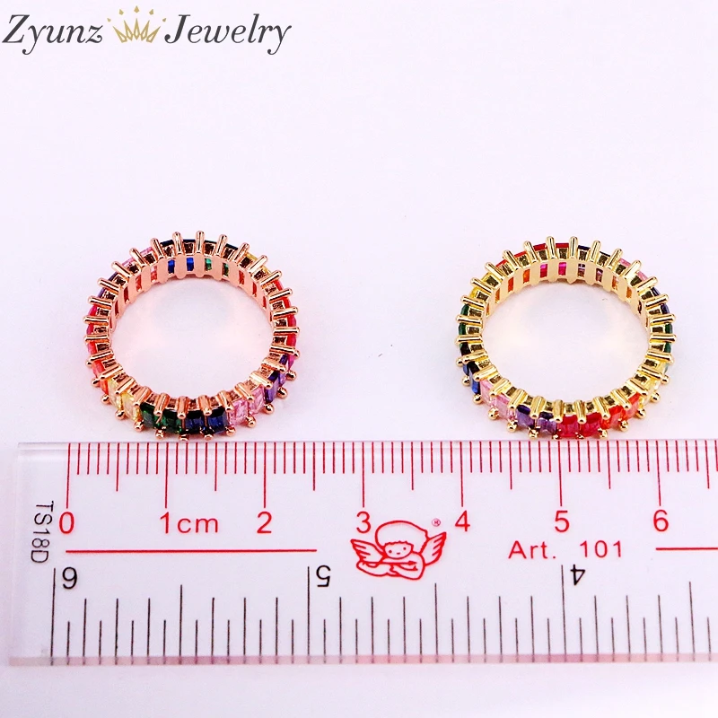 

5PCS, Rainbow baguette cubic zirconia cz engagement colorful rings for women Rainbow jewelry
