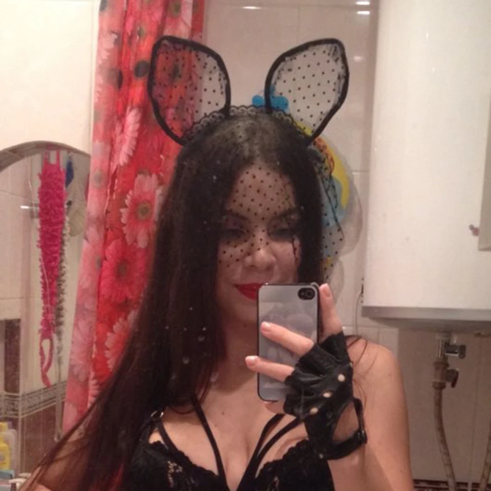 Сексуальные ободки с кошачьими ушками в черный горошек для женщин кружевная