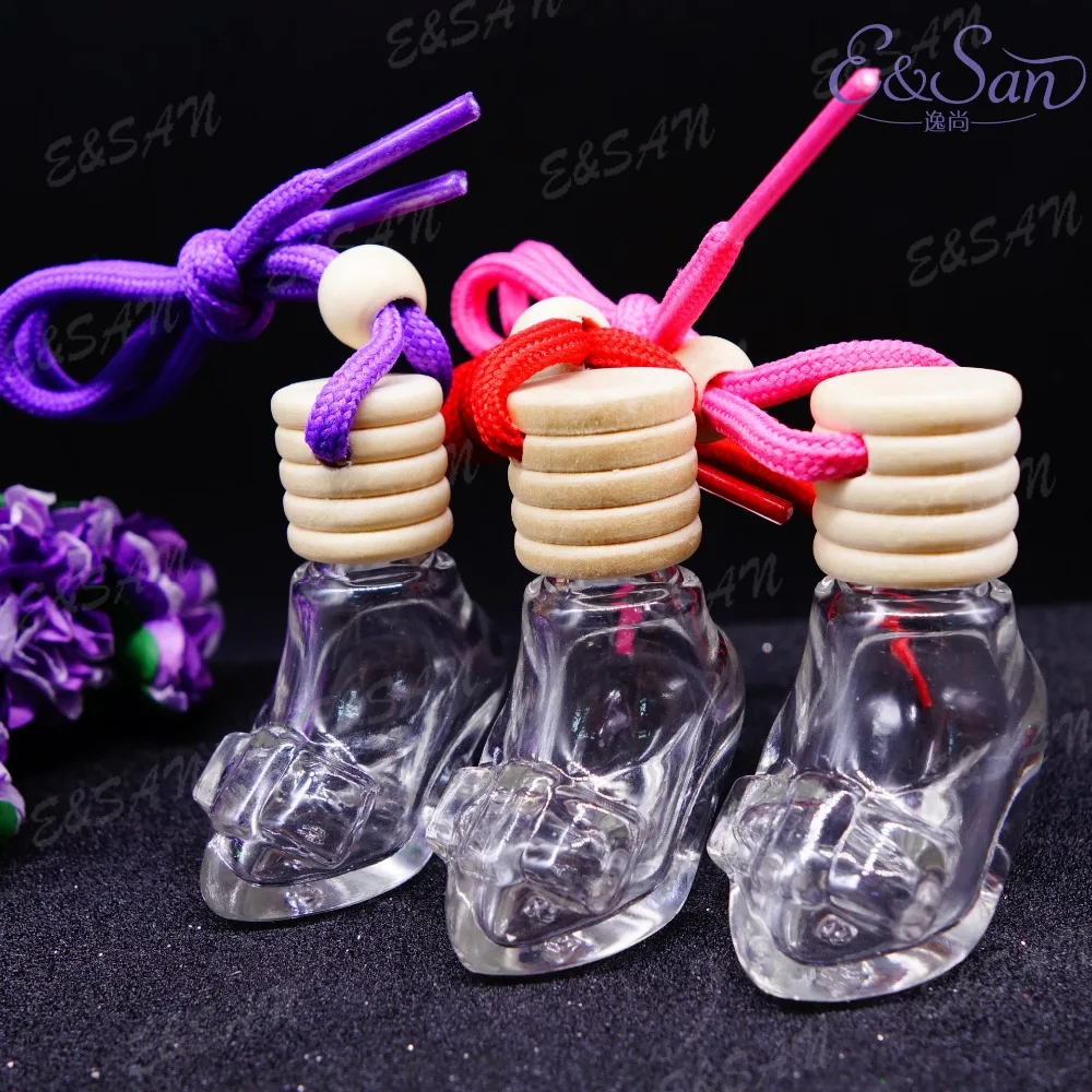 FM1587-6ML High Heels Transparent Perfume Bottle Glass Car Pendant Boutique Car Hanging Cosmetics Bottle 100pcs/lot