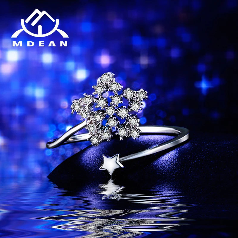 Mdean открытый размер Симпатичные Звезды Кольца для женщин белого золота цвет