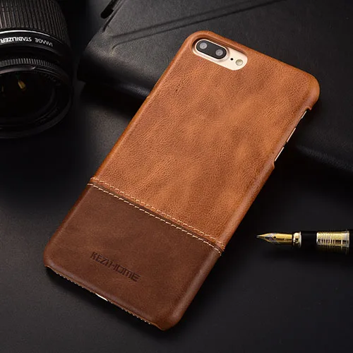 khaki Чехол для iphone 7 Plus KEZiHOME роскошный хит цвет натуральная кожа твердая задняя крышка Капа для iphone 8 Plus чехол для телефона s - Цвет: khaki