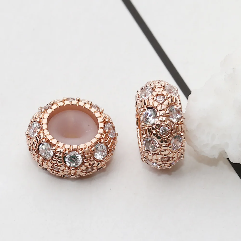 DoreenBeads медные ползунок с застежкой круглые шарики из розового золота силиконовые