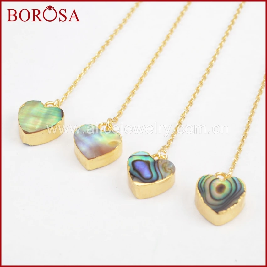 Серьги подвески BOROSA Drusy в форме сердца с морскими ушками золотого цвета ручной