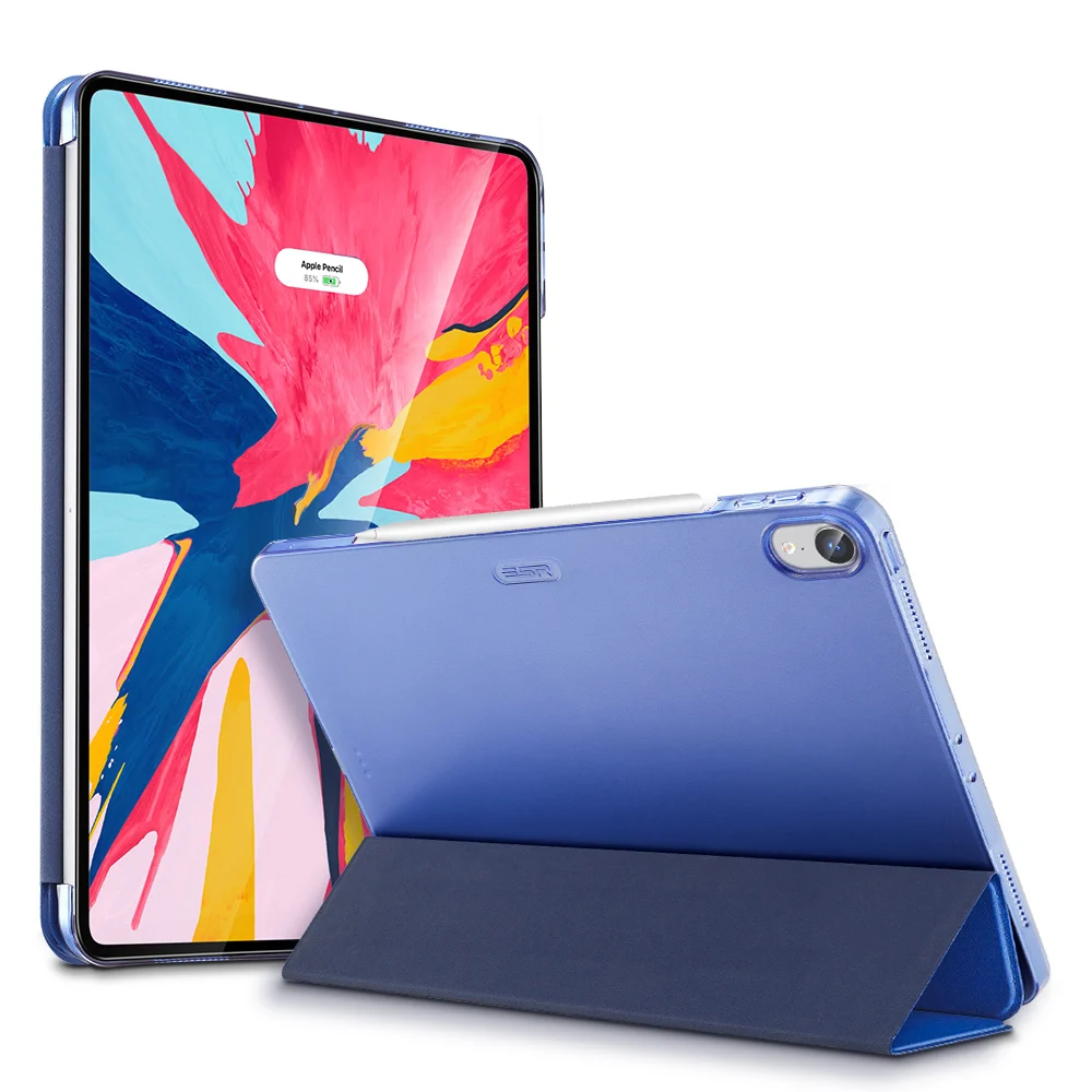 ESR, Магнитный флип-чехол для iPad Pro 12,9, из искусственной кожи, ультра тонкая прозрачная задняя крышка, трехкратный смарт-чехол для планшета, чехол для iPad - Цвет: Blue