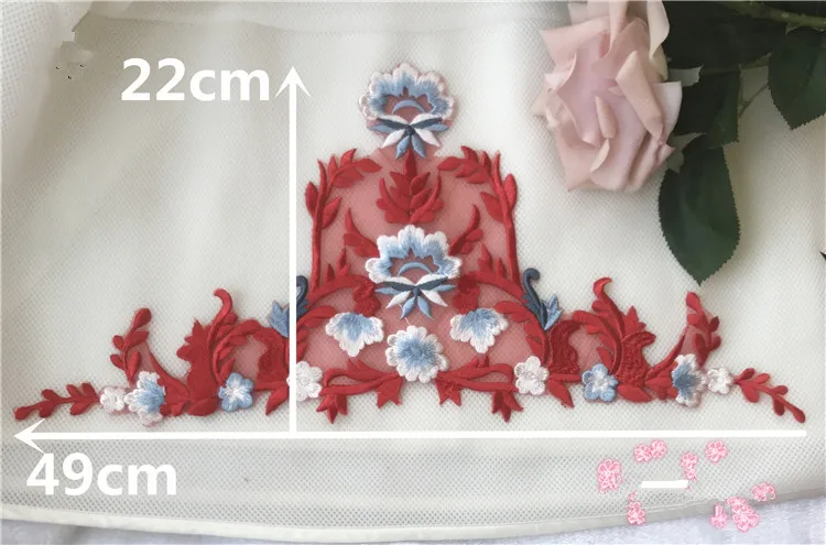 Набор из 3 вышитых аппликаций в виде красных птиц и цветов аппликация для шитья