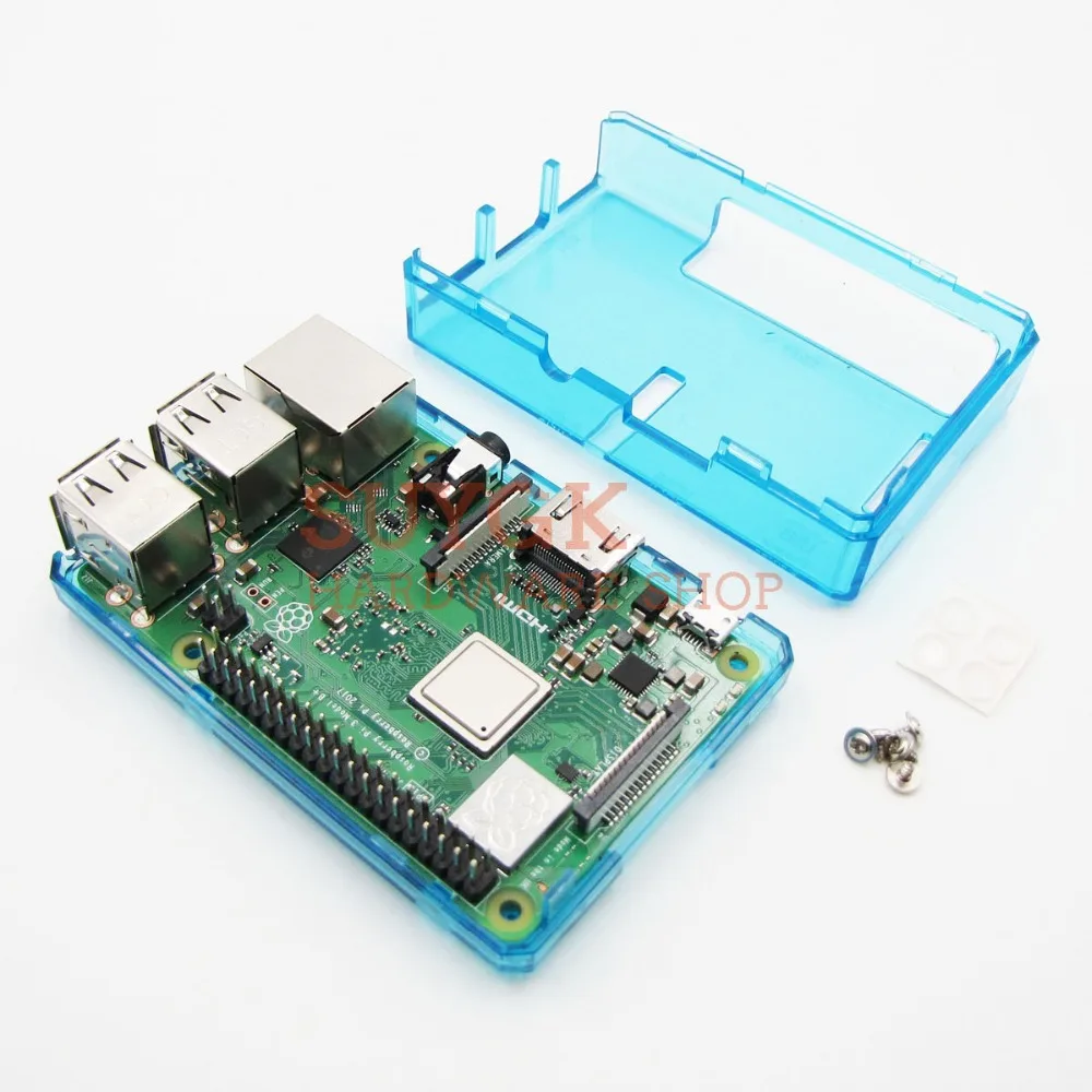 Raspberry PI 3 Model B + plus прозрачный синий чехол Корпус коробка для 2 PI3 Модель