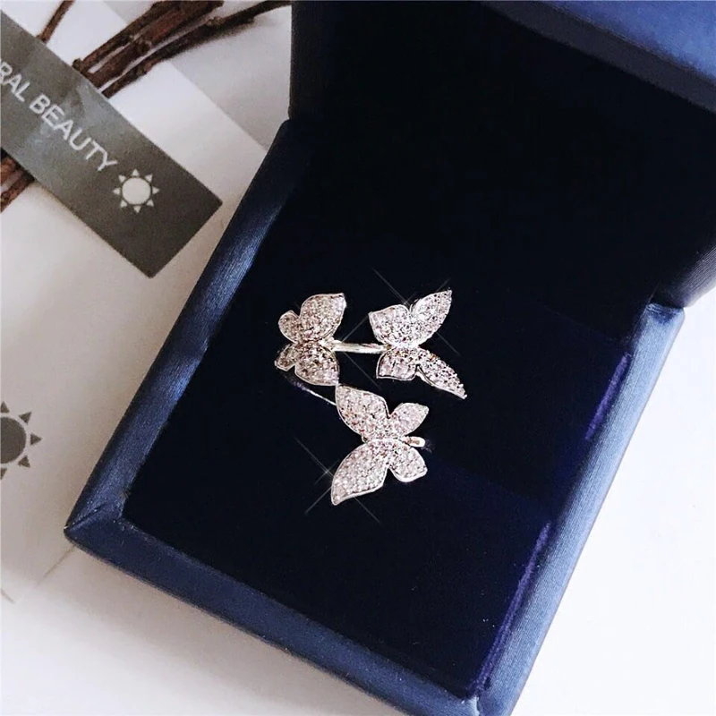 Женское кольцо с бабочкой Funmode роскошное регулируемое кубическим цирконием ААА