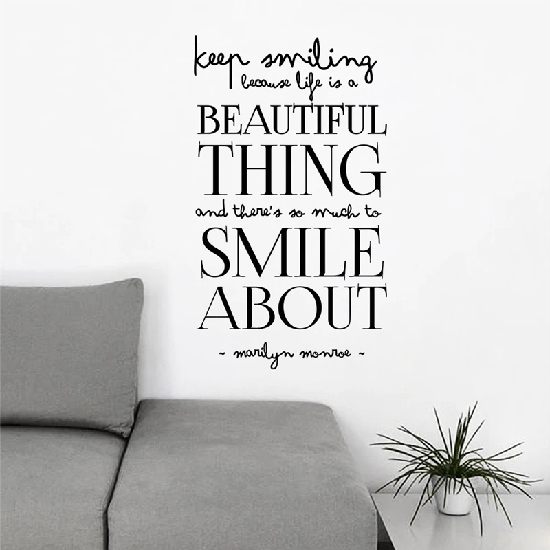 Наклейки на стену с надписью Keep Smile Life | Дом и сад