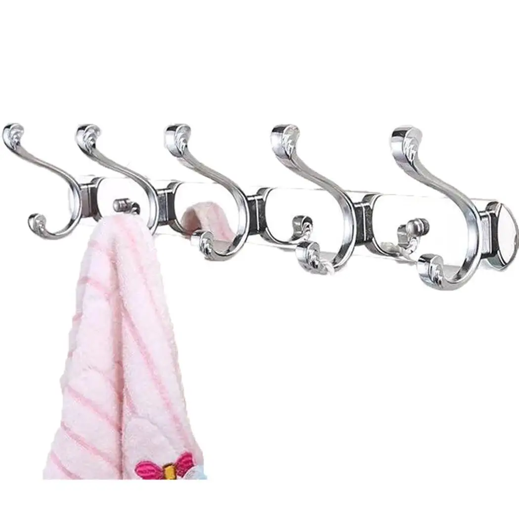 silver 40cm Крючок из нержавеющей стали, органайзер для одежды, Серебряный 5 крючков, 3 крючка, настенная вешалка для кухни, ванной комнаты - Цвет: silver 40cm