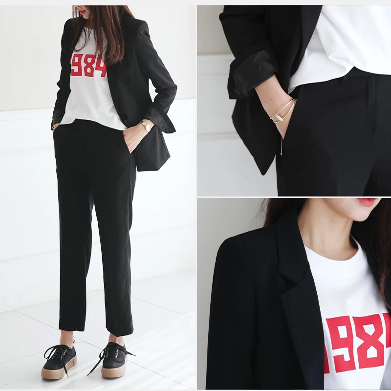 Женский Повседневный Весенний костюм ms han edition пиджак с длинным рукавом модные