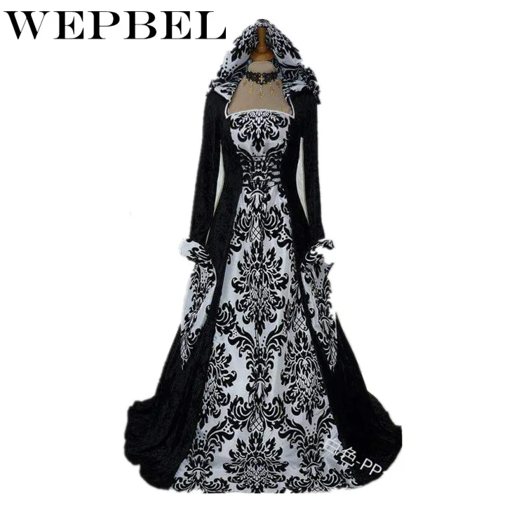 WEPBEL, винтажное, стильное, готическое платье, длина до пола, женское, готическое, макси платье, Хэллоуин, косплей, платья, ретро, длинное, средневековое платье