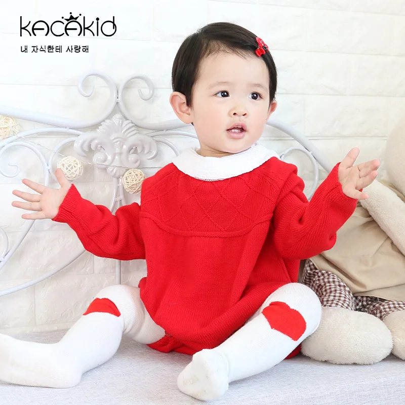 

KACAKID Autumn Baby Girl Long Sleeves Knitted Rompers Kids Baby Children Girls Knitted Rompers Infants Baby Girls Rompers ka3342