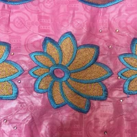 african pink material lace fabric embroidered pretty flowers nigerian bazin riche brocade sewing with rhinestones high quality