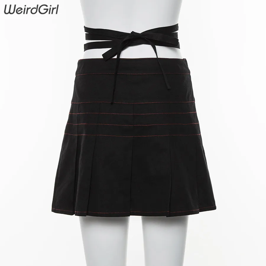 Weirdgirl женские сексуальные модные юбки однотонные свободные бандажные летние крутые мини-юбки женские свободные уличные офисные Элегантные Новые