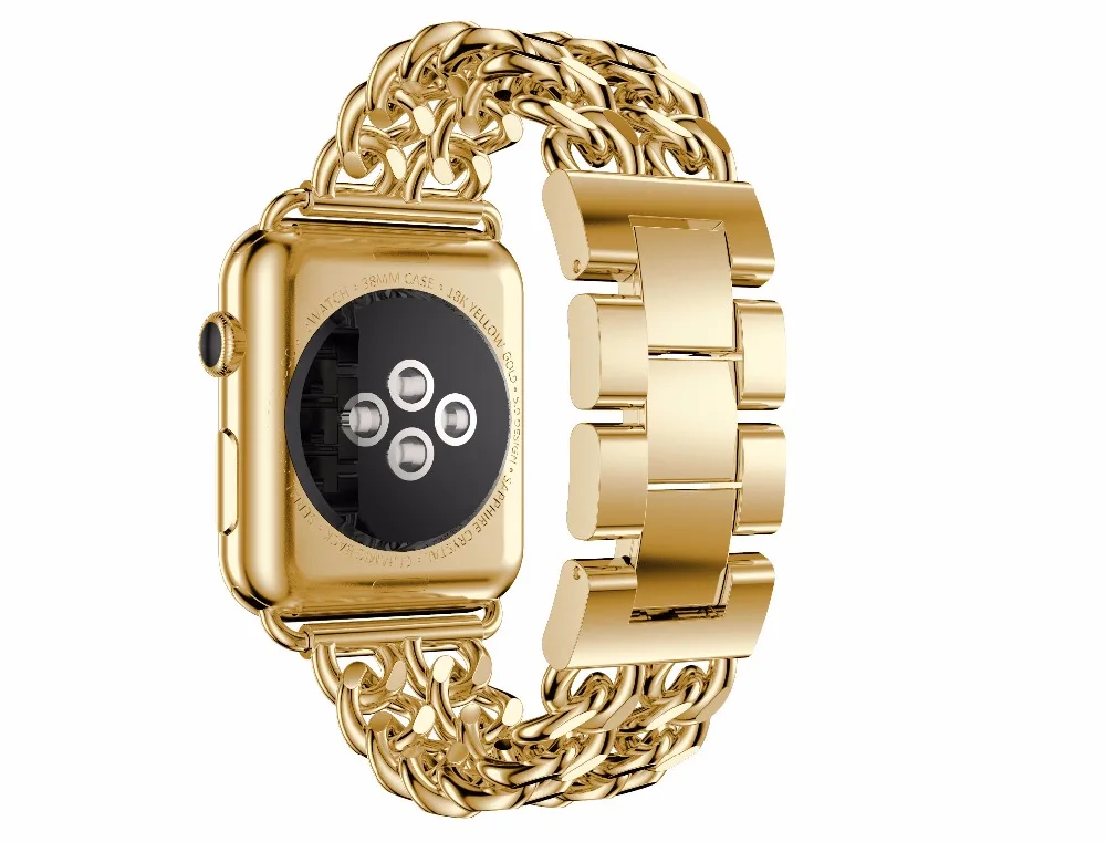 

Premium Stainless Steel Cowboy Style Bracelet Watch Band Strap for Apple Watch 38mm 42mm Series 1 Series 2 Black rosegold