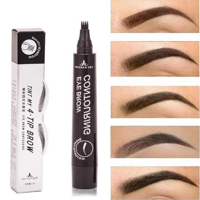 4 головки водостойкие Microblading брови Татуировка ручка тонкий эскиз Enhancer вилка