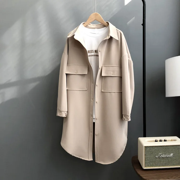 khaki SuperAen, одноцветное пальто для женщин, хлопок, дикая мода, повседневная нестандартная ветровка, Женская Весенняя Новинка, женская одежда - Цвет: khaki