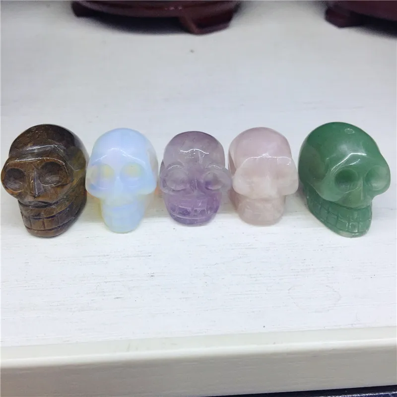 1 шт. ручная работа натуральный тигровый глаз аметист Череп кристалл резная