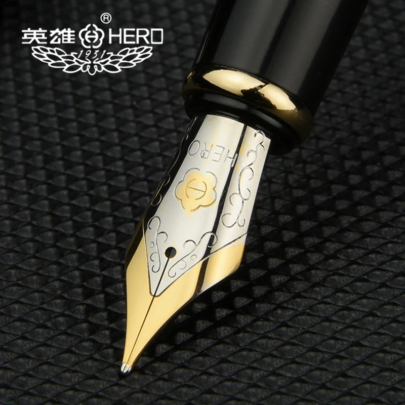 Ручка Hero pen 1070 с зажимом из черного золота Офисная Подарочная коробка иридиевые