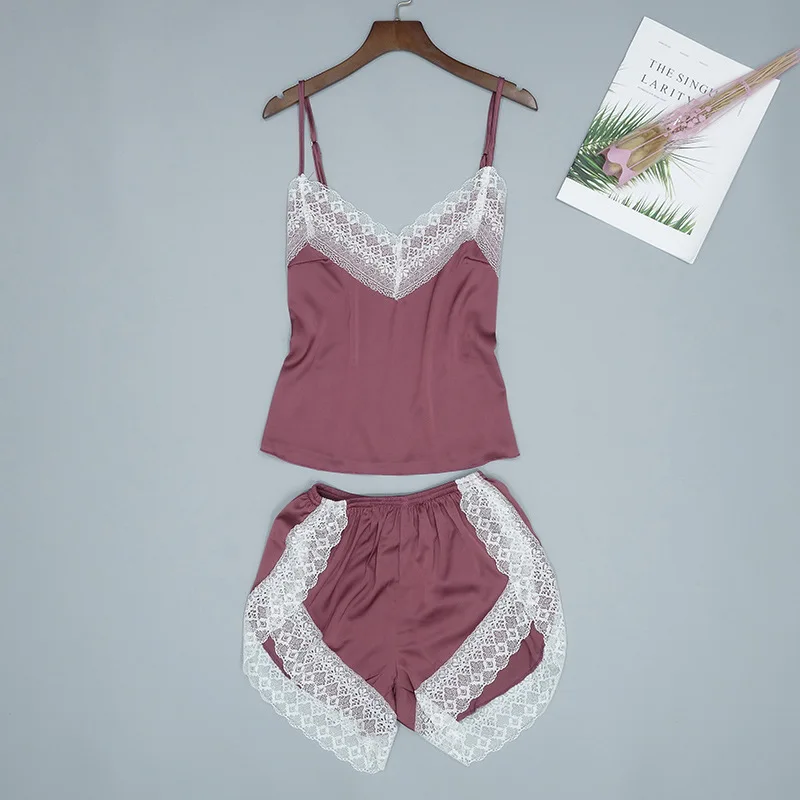 Женская домашняя одежда пижамы 4 шт. топ на бретелях штаны костюм комплекты