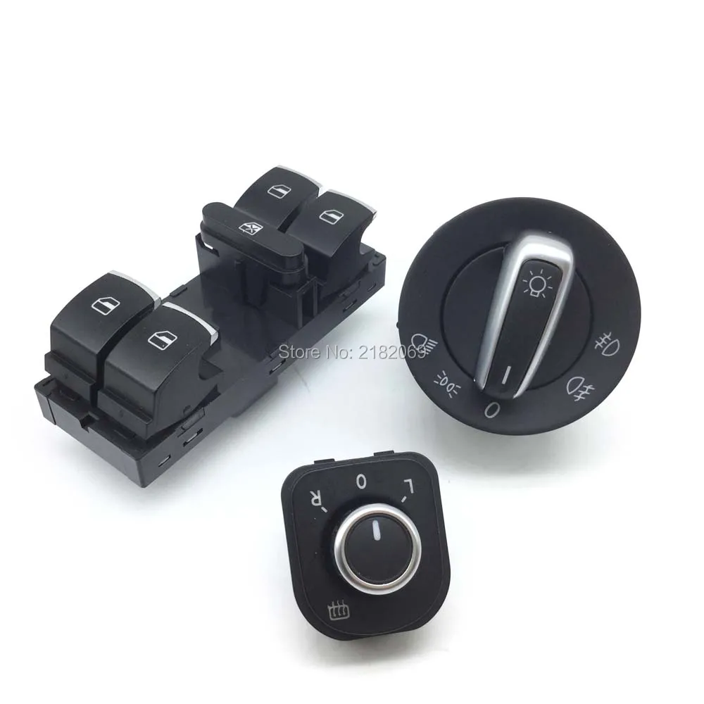 Хромированная фара + окно управления Регулируемый переключатель зеркала для VW