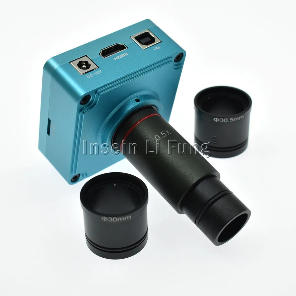 

28MP 1080P 60fps промышленный HD микроскоп HDMI USB камера TF карта видеорегистратор + 0.5X C крепление окуляра объектив + 30 мм 30,5 мм адаптер